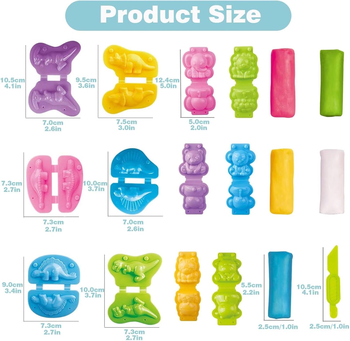 Unleash Creativity with 6 Unique Dino Molds Dough Toys Dough Accessories Set.Ideal as a Gift for Kids Aged 3-4-8 Years