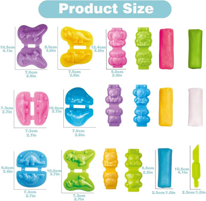 Unleash Creativity with 6 Unique Dino Molds Dough Toys Dough Accessories Set.Ideal as a Gift for Kids Aged 3-4-8 Years