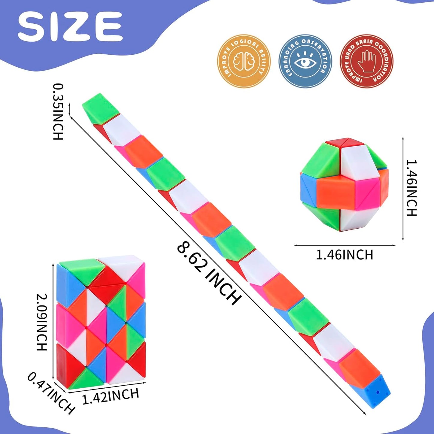 Mini Fidget Snake Cube Toys 30PCS Party Favors Bulk-Goodie Bag Stocking Stuffers for Kids, Treasure Box Toys for Classroom Reward, Quiet Sensory Travel Toy for Ages 4-8, Gift for Kids Birthday