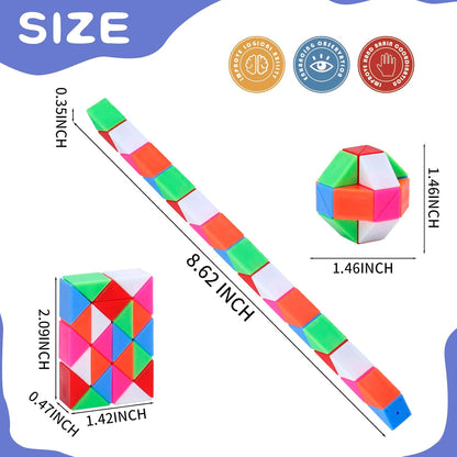 Mini Fidget Snake Cube Toys 30PCS Party Favors Bulk-Goodie Bag Stocking Stuffers for Kids, Treasure Box Toys for Classroom Reward, Quiet Sensory Travel Toy for Ages 4-8, Gift for Kids Birthday