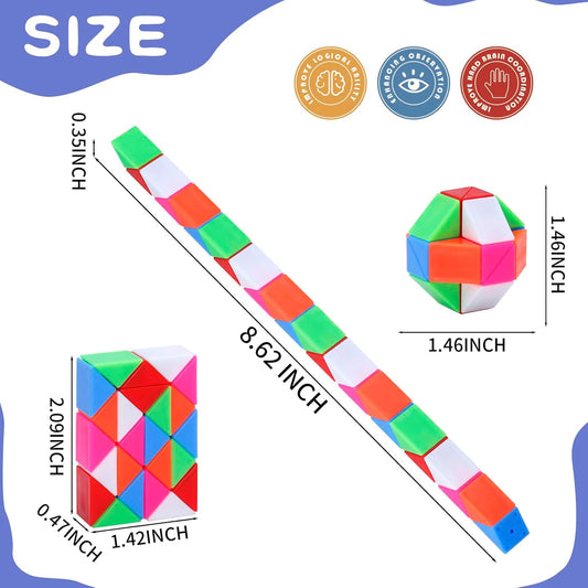 Mini Fidget Snake Cube Toys 30PCS Party Favors Bulk-Goodie Bag Stocking Stuffers for Kids, Treasure Box Toys for Classroom Reward, Quiet Sensory Travel Toy for Ages 4-8, Gift for Kids Birthday