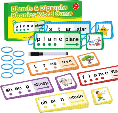 Phonics Games Flash Cards for Kids, CVC Word Games, Educational Speech Therapy Toys for Toddlers, Learn to Read & Spell, Preschool Kindergarten Learning Activities, Homeschool Essentials