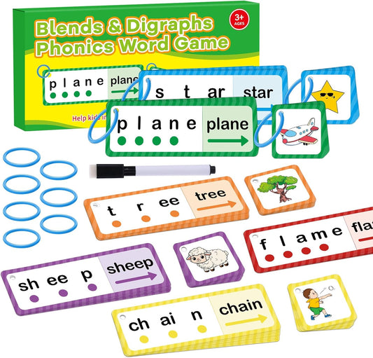 Phonics Games Flash Cards for Kids, CVC Word Games, Educational Speech Therapy Toys for Toddlers, Learn to Read & Spell, Preschool Kindergarten Learning Activities, Homeschool Essentials