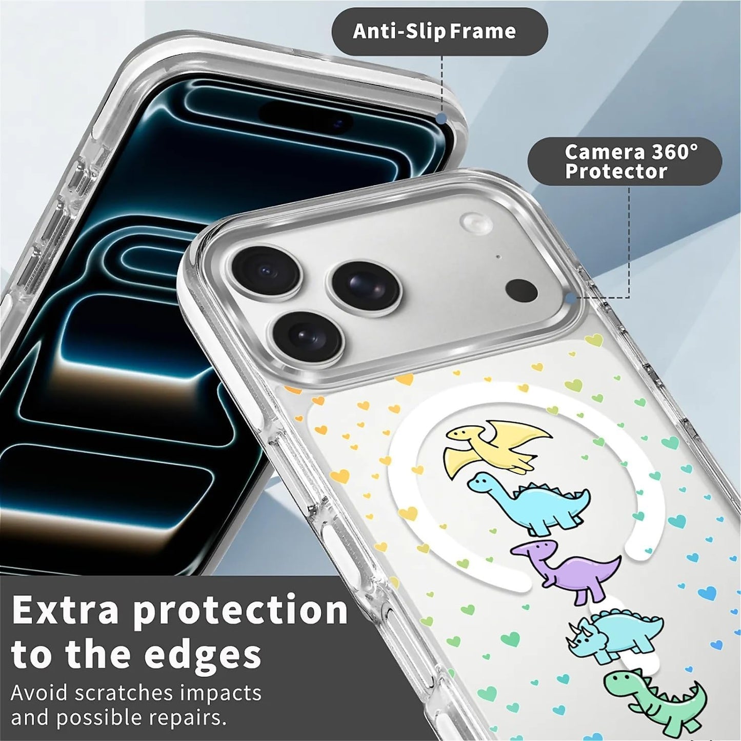 for iPhone 17 Pro Max Case [Compatible with Magsafe],Girls Women Clear Magnetic Case Silicone Shockproof Protective Cover with Pattern Colorful Motivational Letters