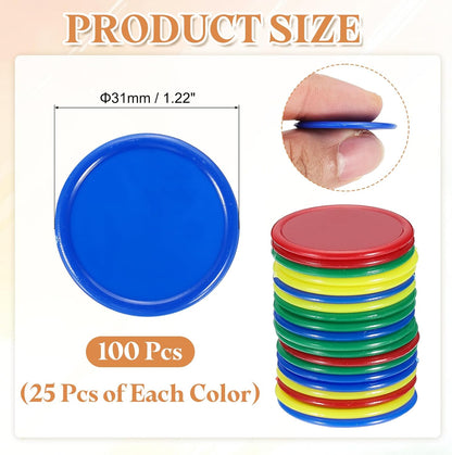 uxcell 100Pcs 0.8 Inch Plastic Poker Chips, Mini Bingo Chips Learning Counters Counting Counters Disks Markers Opaque Game Tokens for Game Play Math Counting, Yellow