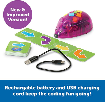 Learning Resources Rechargeable Code & Go Robot Mouse, Rechargeable Robot Toy, STEM Programming for kids, Early Coding for Kids 5-7