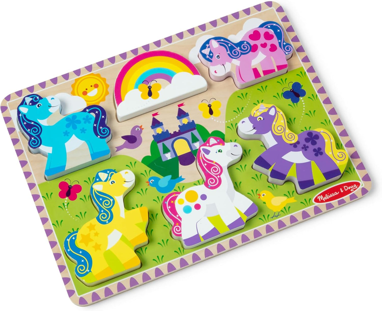 Melissa & Doug Wooden 6-Piece Unicorn and Rainbow Chunky Puzzle for Toddler Boys and Girls 2+