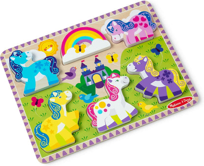 Melissa & Doug Wooden 6-Piece Unicorn and Rainbow Chunky Puzzle for Toddler Boys and Girls 2+