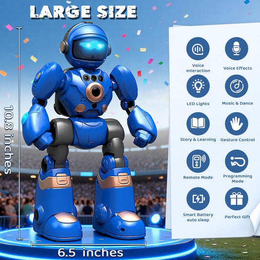Robot Toys for Kids 3-8: Remote Control Robot with Talking, Programmable, Voice Recording, Singing, Dancing & Gesture Control - Gifts for Smart Kids - RC Interactive Toys for Boys & Girls