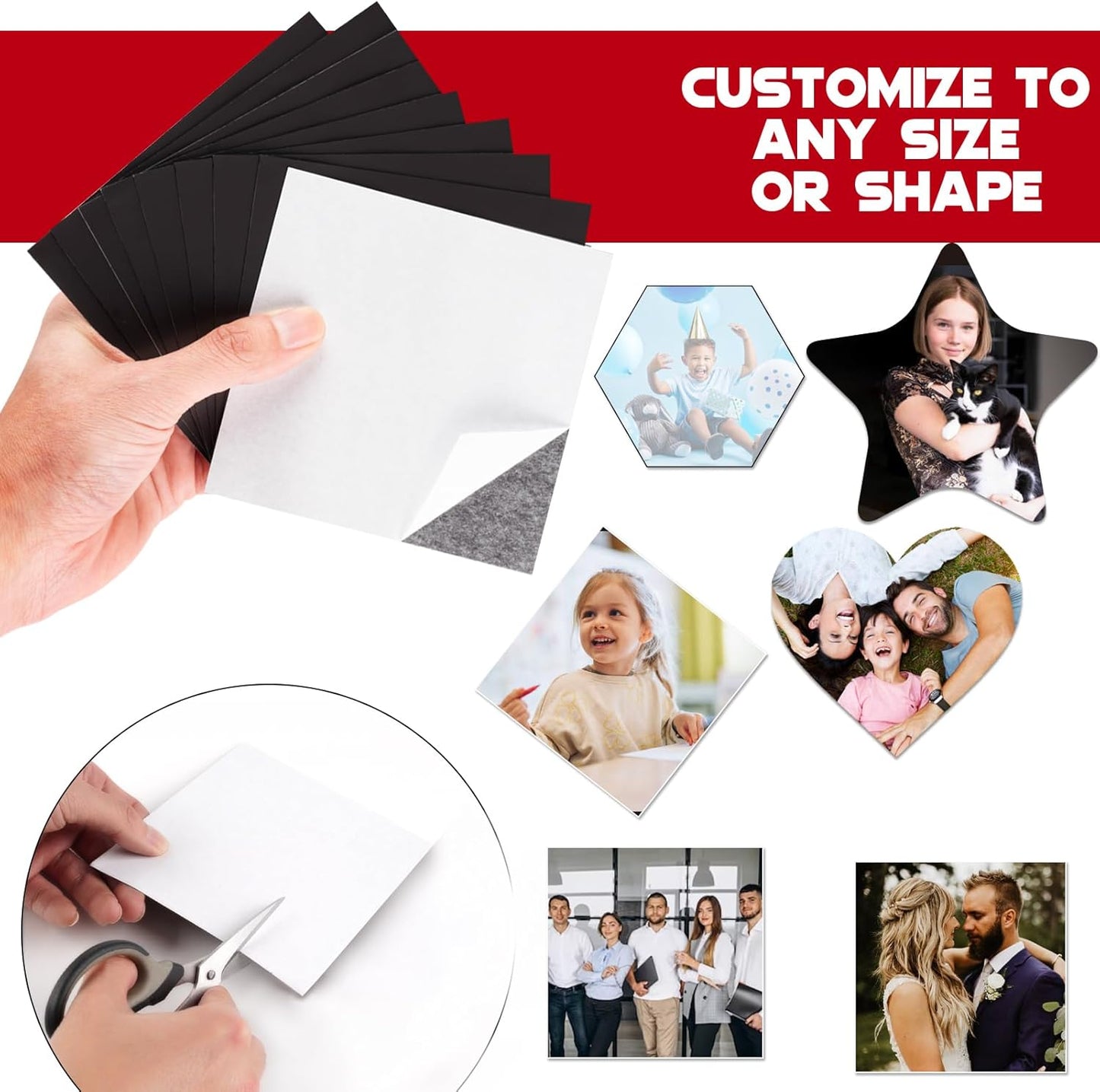 Adhesive Magnetic Sheets for Letter Size 8.5x11 (Pack of 8),Magnet Sheets with Self-Stick Adhesive for Home/Classroom/Office,Easy Cut DIY Paper Craft Magnet