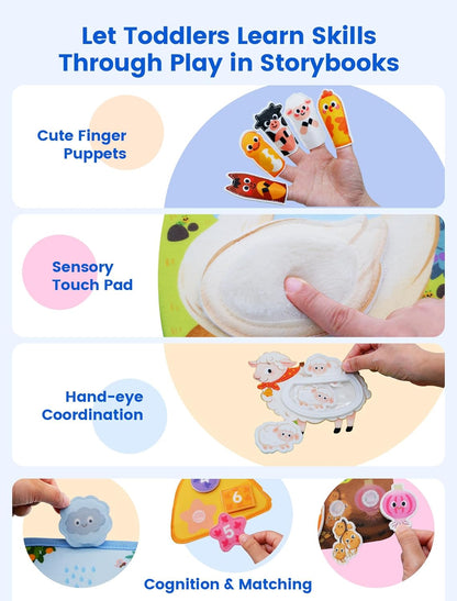 BizyKoady Toddler Busy Book for 1-3, Montessori Felt Busy Book, Busy Board for 1+ Year Old, Toddler Airplane Travel Toys, Educational Learning Activity Books, Girl & Boy Birthday Gift