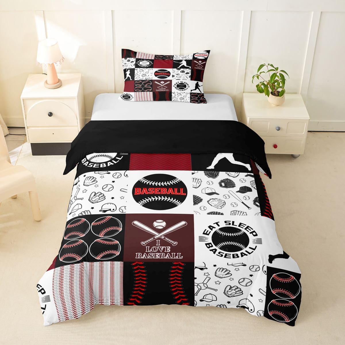 Drum Kit Duvet Cover,Kids Musical Instruments Bedding Set,Rock Music Comforter Cover for Boys Girls Room Decor,Neon Lighting Lightweight Bedspread Cover Twin Size with 1 Pillow Case(No Comforter)