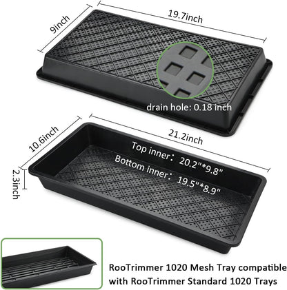 RooTrimmer 10 Pack 1020 Mesh Trays, Extra Strength 1020 Mesh Bottom Trays with Holes, 20'' x 10'', Heavy Duty Propagation Flats for Microgreens, Seed Starting, Soil Blocks, Hydroponics & Wheatgrass