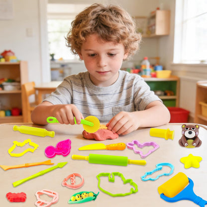 Dough Tools for Kids,9-Piece Kids Clay and Dough Tool Kit– Includes Roller, Rolling Pins, Cutting Tools, Safe Scissors & Plastic Knife for Fun DIY Craft Activities