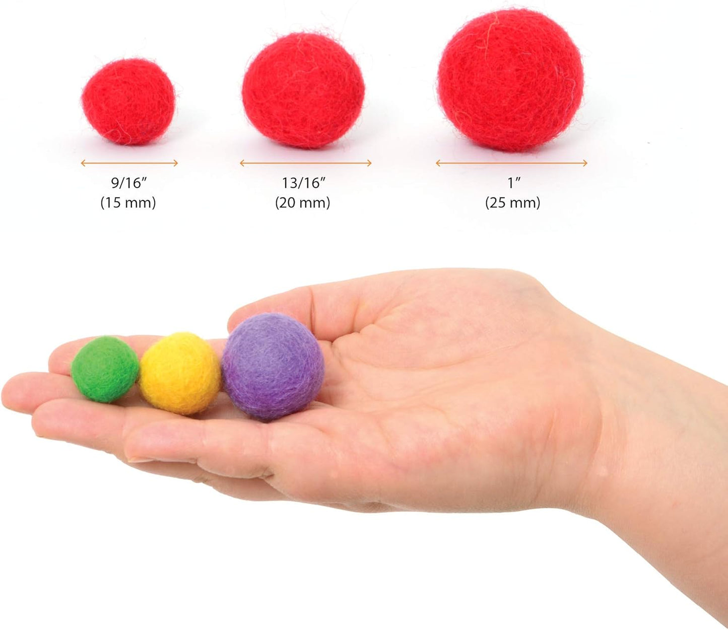 Glaciart One Wool Felt Balls (50 Pieces) 2.5 Centimeters - 1 Inch, Handmade Felted 5 Valentines Colors (Baby Pink, Medium Pink, Magenta and More) - Bulk Small Puff for Felting and Garland