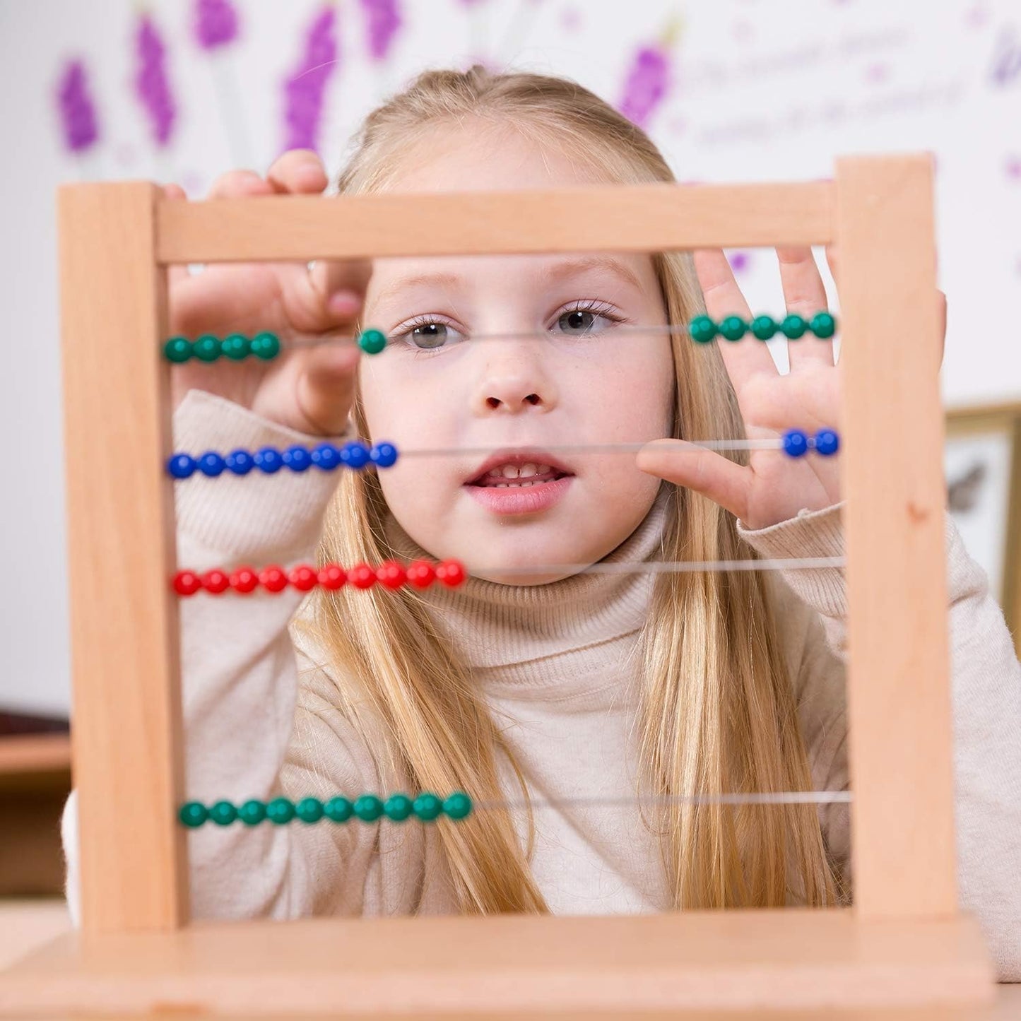 MONTESSORI OUTLET Wooden Small Bead Frame Abacus for 3 Year Old Boys Girls Kids Toddlers Math, Educational Counting Toy,Mathematics Toy Beads Game for Preschool and Homeschool Children