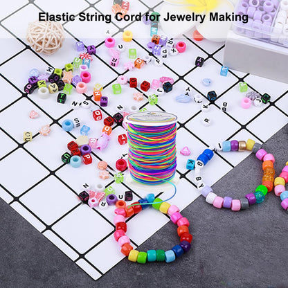 LUSTEMBER 1mm Stretchy Bracelet String, Sturdy Rainbow Elastic String Elastic Cord for Jewelry Making, Necklaces, Beading and Crafts