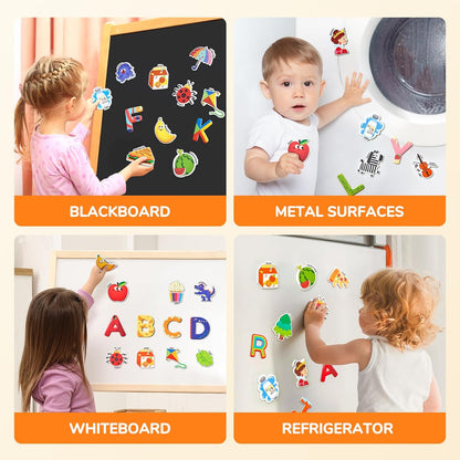 JoyCat Fridge Magnets for Toddlers & Kids – 26 Cute A-Z Objects, Large Magnetic Refrigerator Toys, Fun Educational Learning Gifts for Girls and Boys 2 3 4 5 Years Old