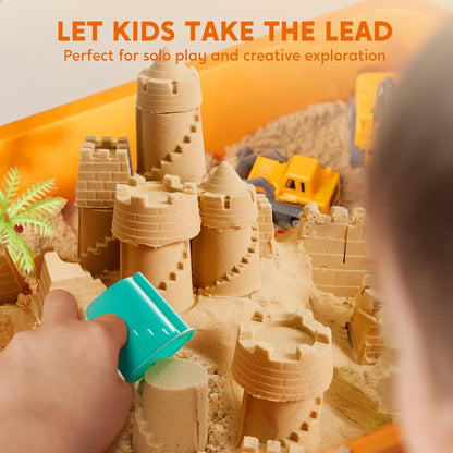JOVA Klever Kits Dinosaurs Sensory Bin Toys for Toddlers with Glow in The Dark Dinosaurs, Sandbox with Lid Sand, Preschool Learning Activities Gifts for Boys Girls Age 3+