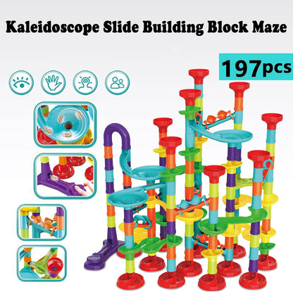 50 PCS Marble Toy Premium Set,STEM Educational Building Block Toy,Marble Track Race Set with 15 Glass Marbles for Boys & Girls,Construction Building Blocks Toys for Kids