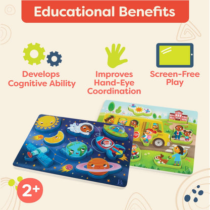 B. toys – Peek & Explore – School BusChunky Puzzle for Toddlers,Educational & Developmental Toys for Kids – 2+ Years