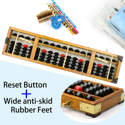 Vintage Style Wooden Abacus Soroban 17 Colum(15in) Professional Abacus for Adults Kids with Guide Handbook and Reset Button, Anti-Skid Rubber Fee