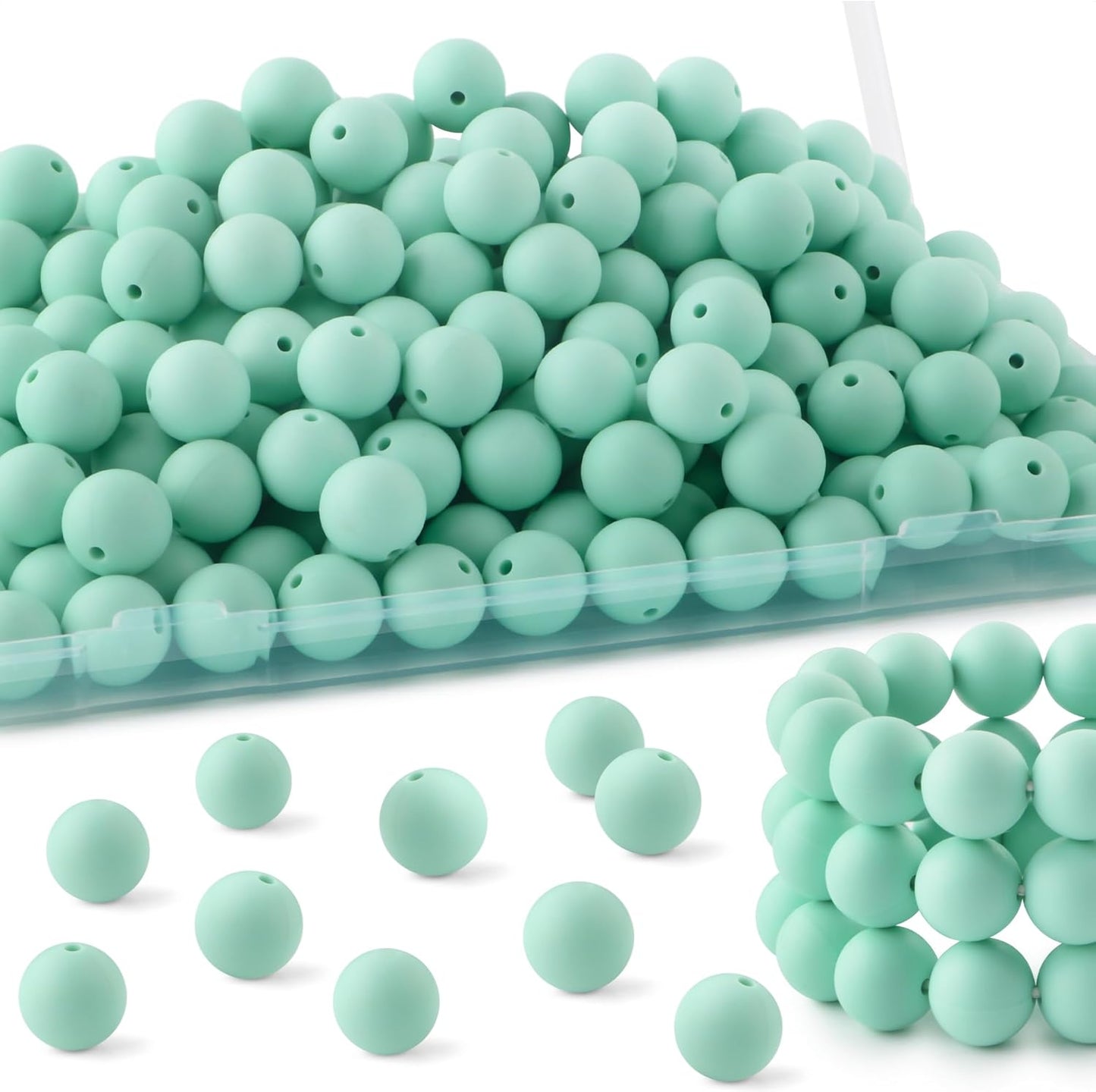 65Pcs 19mm Silicone Beads for Keychain Making Bracelet Necklace, Bulk Round Silicone Beads for Pens（Christmas Green） - Colors A