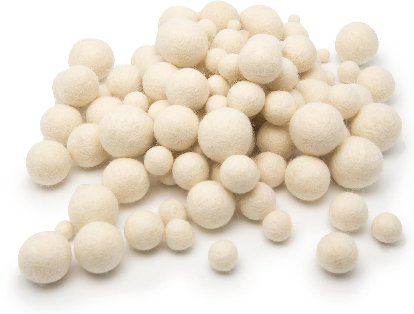 Glaciart One Wool Felt Balls, Felt Ball (240 Pieces) 2.5 Centimeters - 1 Inch, Handmade Felted Pure White Color - Bulk Small Puff for Felting and Garland