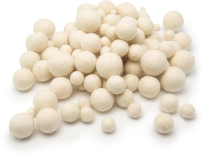 Glaciart One Wool Felt Balls, Felt Ball (240 Pieces) 2.5 Centimeters - 1 Inch, Handmade Felted Pure White Color - Bulk Small Puff for Felting and Garland