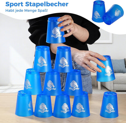 yeesport 48 Pcs Sport Stacking Cups, Sport Training Game for Challenge Competition, Plastic Stacking Cups, Classic Family Game for Kids and Adults, Red+Blue+Green+Black