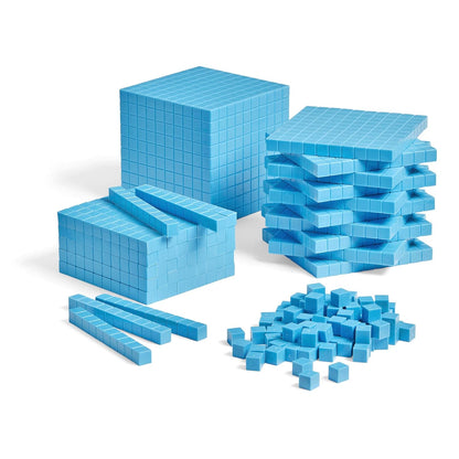 hand2mind Blue Plastic Base Ten Blocks Complete Set, Place Value Blocks, Counting Cubes for Kids Math, Base Ten Blocks Classroom Set, Math Blocks Kindergarten, Base 10 Math Manipulatives (Set of 644)
