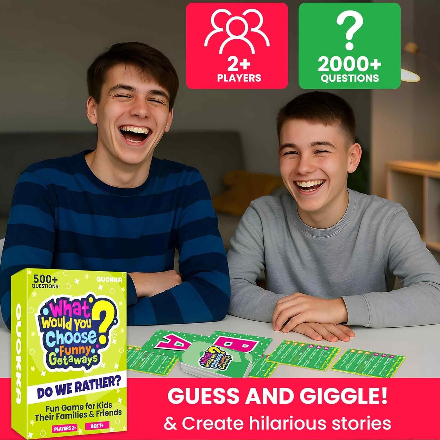 QUOKKA Board Games for Kids 8-12 – Family Games for Kids and Adults – What Would You Choose – 500+ Questions – Original Edition – Fun Card Game for Family Night