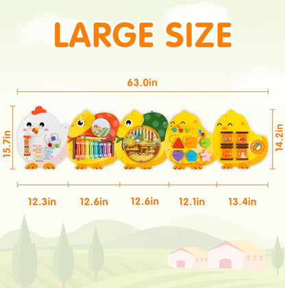 Train Activity Wall Busy Board Panels | 11-in-1 Wooden Sensory Wall Panel for Kids, Toddler Montessori Learning Activity Center, Perfect for Toddler Playroom Nursery Classroom Dentist Waiting Room