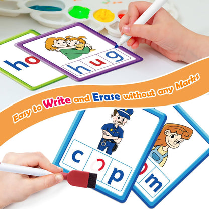 Torlam CVC Word games Phonics Games Sight Words Flash Cards, Spelling Reading Learning Flashcards, Speech Therapy Toy Preschool Kindergarten Classroom Learning Activities Must Have Homeschool Supplies