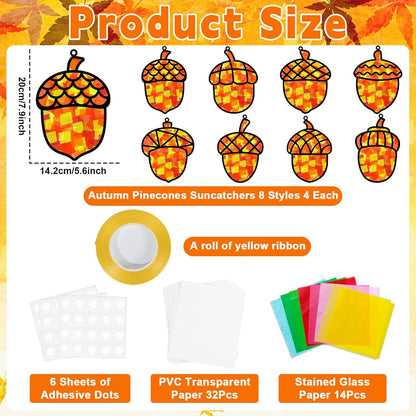 32 Sets Outer Space Suncatchers Craft Kit DIY Window Stained Glass Effect Planet Astronaut Alien Paper Crafts Home School Classroom Decoration Kid Birthday Gift Creative Art Project Activity Game - Colors A