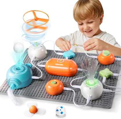 Electronic Circuit Building Blocks STEM Toy, 31PCS Modules with Fan, RGB Light & Vacuum Device, 118 DIY Projects, No Welding Tool-Free Science Kit, Gift for Kids Boys Girls 3-12