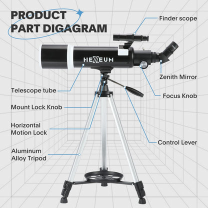 Koolpte Telescope 80mm Aperture 600mm - Astronomical Portable Refracting Telescope Fully Multi-Coated High Transmission Coatings AZ Mount with Tripod Phone Adapter, Wireless Control, Carrying Bag.