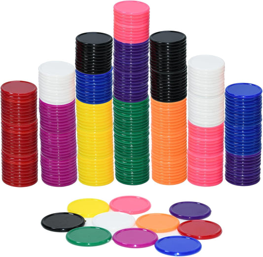 Smartdealspro 300pcs 1 Inch 10 Colors Opaque Plastic Learning Counters Counting Mini Poker Chips Game Tokens