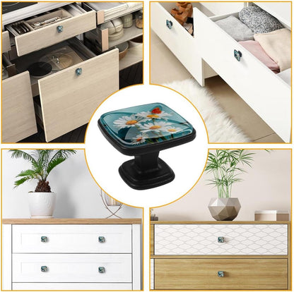 4 Pack Cabinet Knobs Drawer Pulls, 30mm Round ABS Glass Drawer Hardware Growing Purple Butterflies Cabinet Handles with Screws for Dressers Kitchens Cupboard