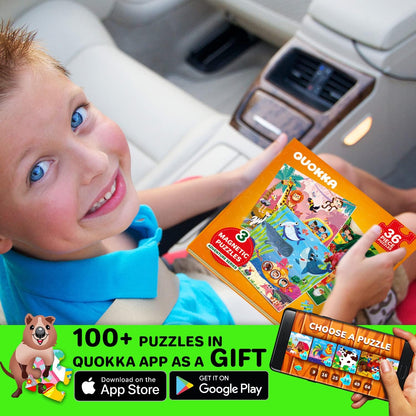 QUOKKA Magnetic Puzzles for Kids Ages 4-6 – Magnetic Fractions Learning Set for Kids 6-12 – Math Games for Homeschooling, Classrooms & Travel – 110 Magnets, 12 Task Pages, Marker – Toddler Travel Toys