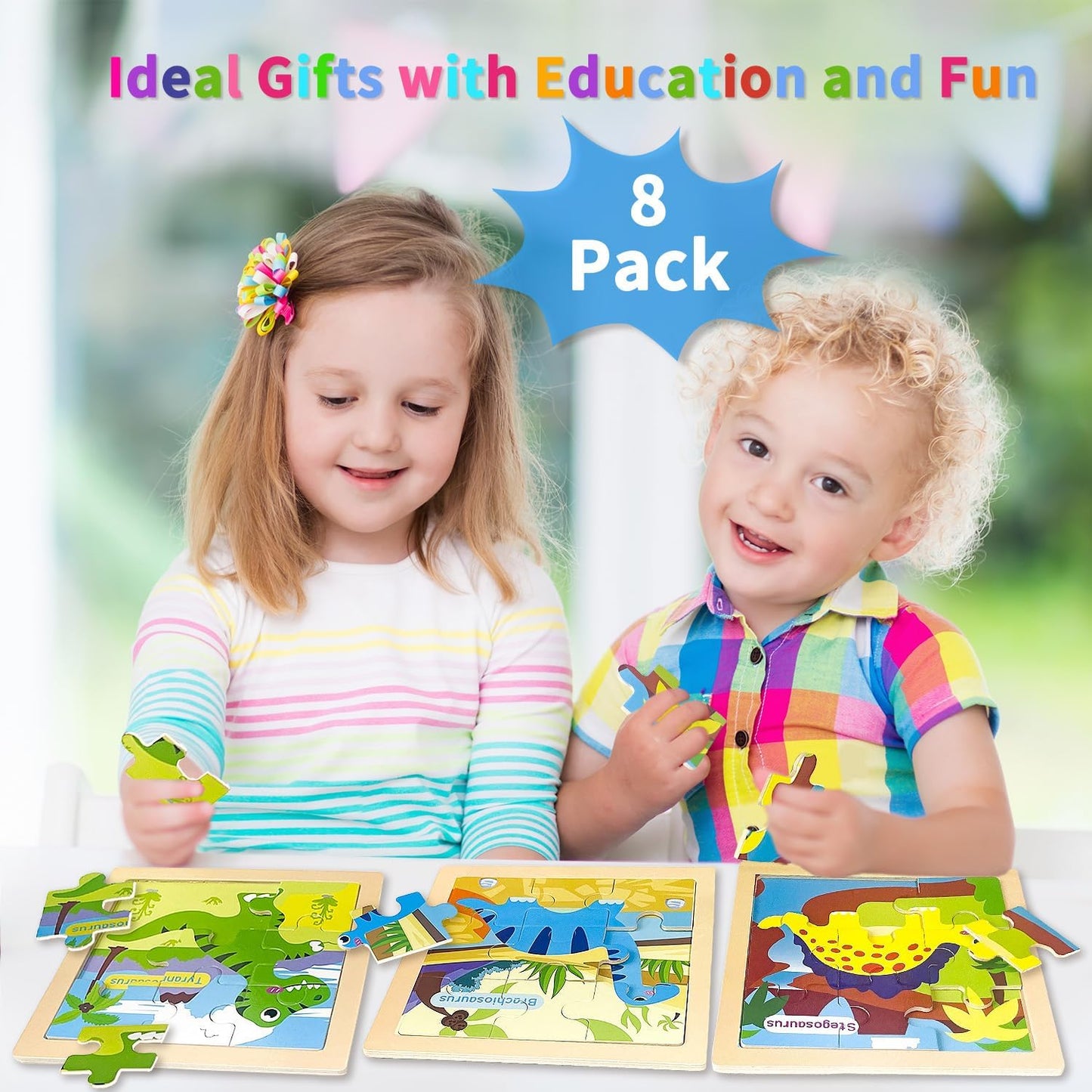 Wooden Puzzles for Toddlers 2-4, 9 Pieces Animal Jigsaw Puzzles for Kids Ages 3-5, Preschool Learning Activities, Learning & Educational Toys, Gifts for Boys, Girls