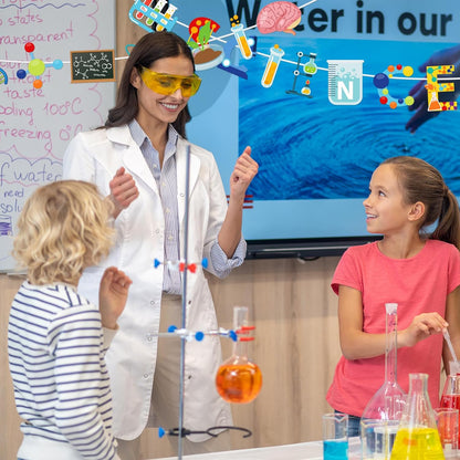 Whaline 5Pcs Science Banners Back to School We Love Science Garland Hanging Ornaments Scientific Chemistry Lab Party Decoration Set for School Classroom Home Scientist Birthday Party Decor Supplies
