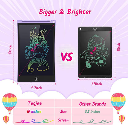 TECJOE 10 Inch 2 Pack LCD Writing Tablet, Colorful Doodle Board Drawing Tablet for Kids, No Mess Toddler Travel Learning Toys, Christmas Birthday Gifts for 3 4 5 6 7 8 Year Old Boys Girls Preschooler