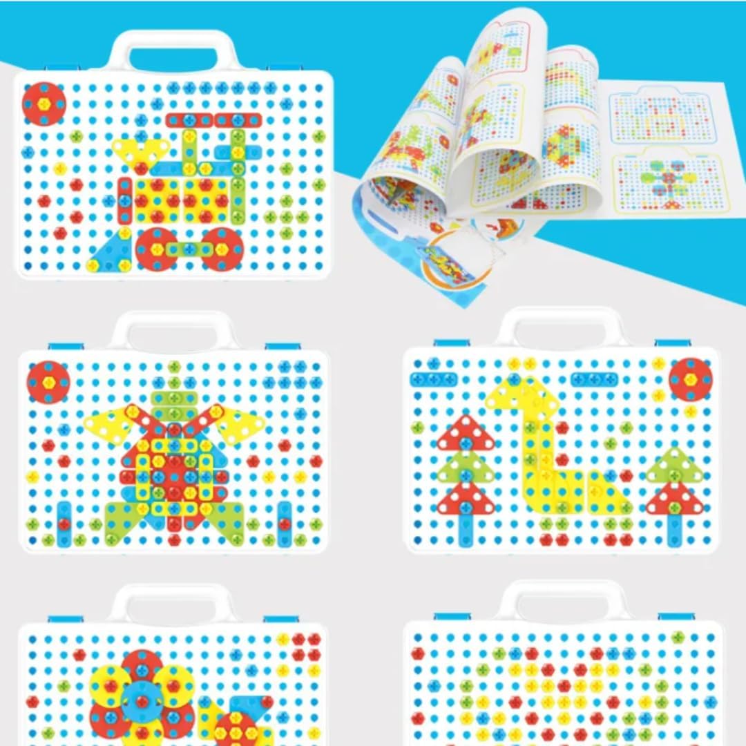 Panel Design and Drill Toy Set, 151 Pieces, Electric Drill Building Kit for Ages 3+ Great Gift for Kids