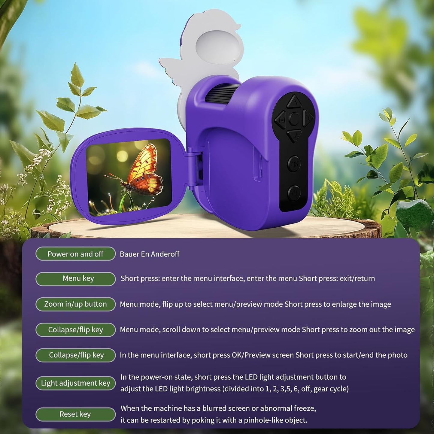 1600X Handheld Microscope for Kids 2" IPS Screen Kit Mini Pocket Digital Microscopes STEM Science with Slides Photo Video Rechargeable Portable Scope Gift for Ages 6-12 (Purple)