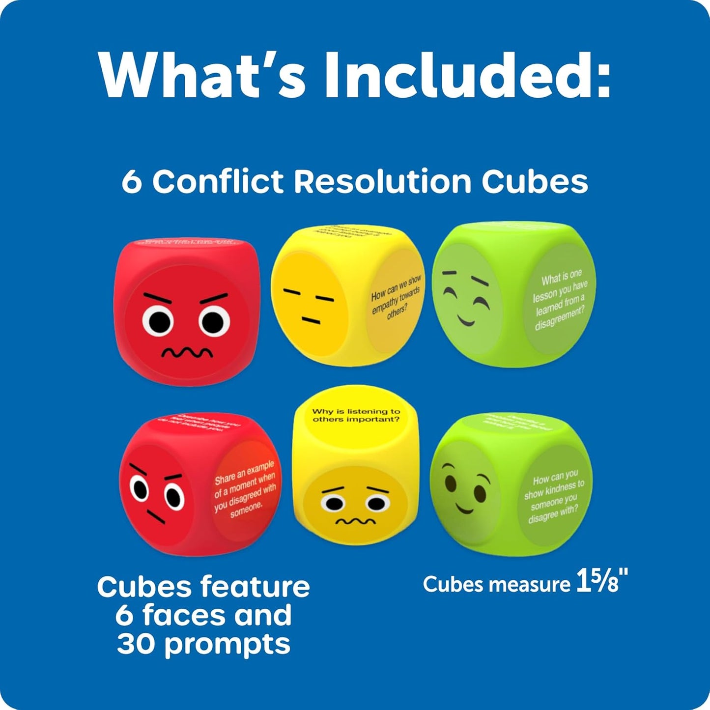 Learning Resources Conflict Resolution Cubes - Conversation Starter Cubes, Therapy Games for Kids, Social Skills Cards, Social Emotional Learning Games, Table Questions for Family Dinner