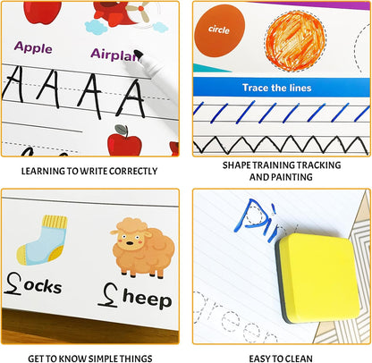 Handwriting Practice Book for Kids, Toddler Preschool Learning Activity for 3 4 5 Year Old, Kindergarten Educational Toys, Montessori Toys Learn Number Letters/ Shapes/ Animal/ Sight Words Workbook
