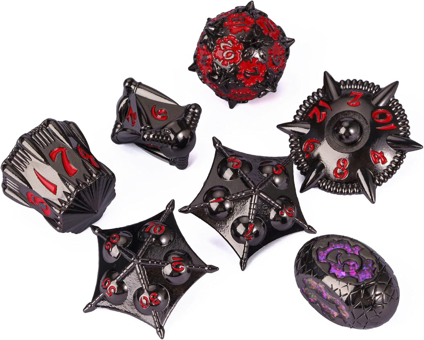 UDIXI Steampunk Metal Dice Set, 7 Die Polyhedral DND Dice Set for D&D Role Playing Game and Math Teaching (Ancient Copper)