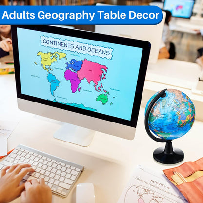 Henoyso 6 Pcs World Globe for Kid 4.6'' Educational Mini Desk Decorative Earth Globes with Black Stand Learning Rotating World Map for End of School Year Graduate Gift Geography Classroom Table Decor
