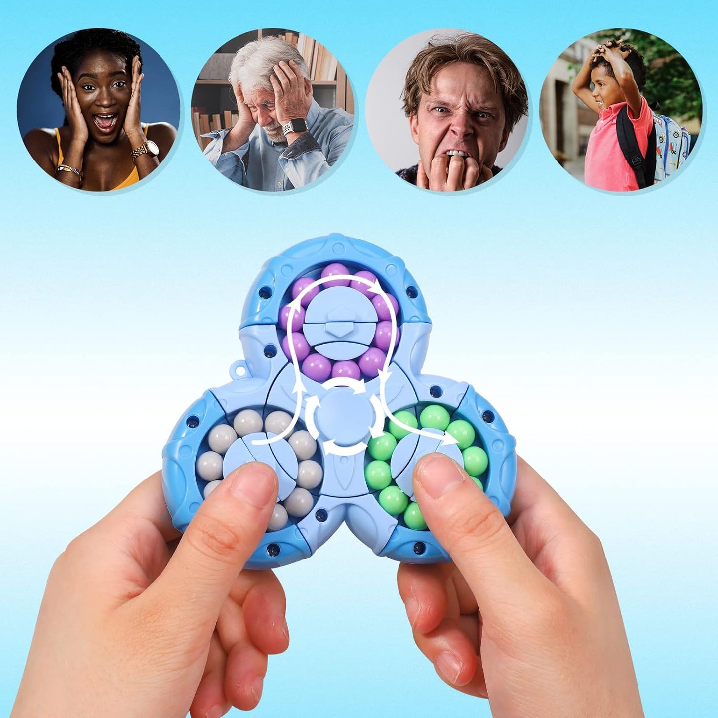 FRIUSATE Magical Bean Puzzle Toy, Rotating Magical Bean Fidget Spinner Toys for Kids, Stress Relief Anxiety Relief Puzzles for Teens Adults, Learning&Education Toys and Gifts